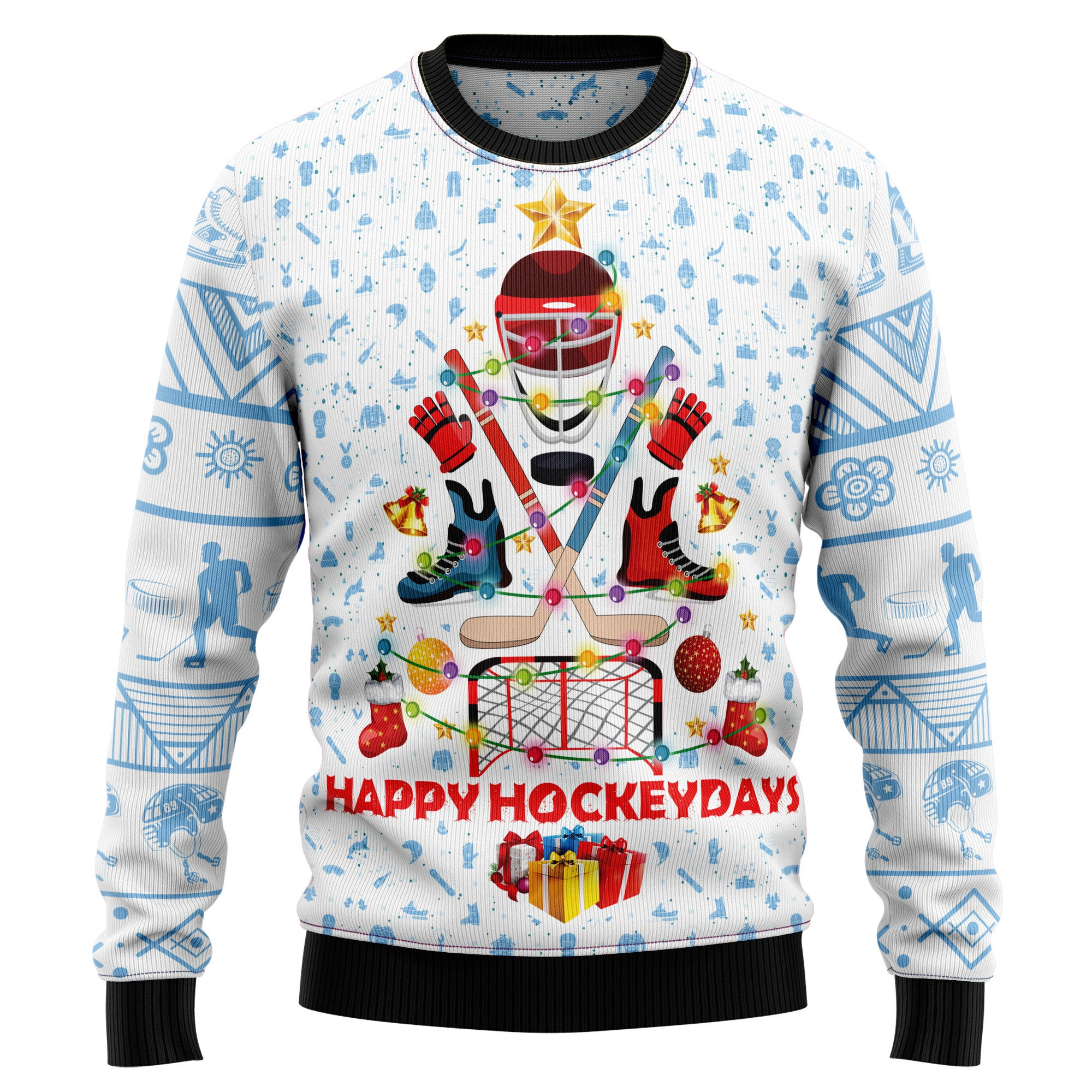 Happy Hockey Day Ugly Christmas Sweater, Ugly Sweater For Men Women, Holiday Sweater