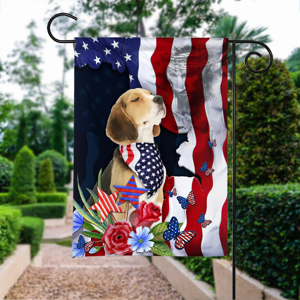 Happy Independence Day Flag Beagle Dog 4th Of July Flag Fourth July Beagle Dog Flag Lovers Gift American Beagle Dog Patriotic Flag