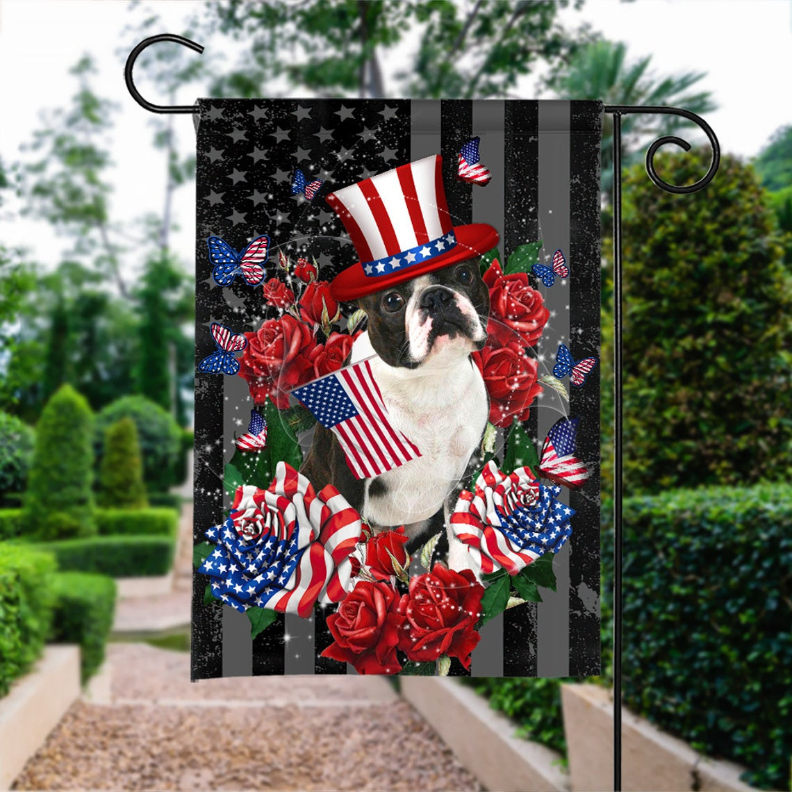 Happy Independence Day Flag Boston Terrier Dog 4th July Flag Fourth July Boston Terrier Dog Flag American Boston Terrier Dog Flag