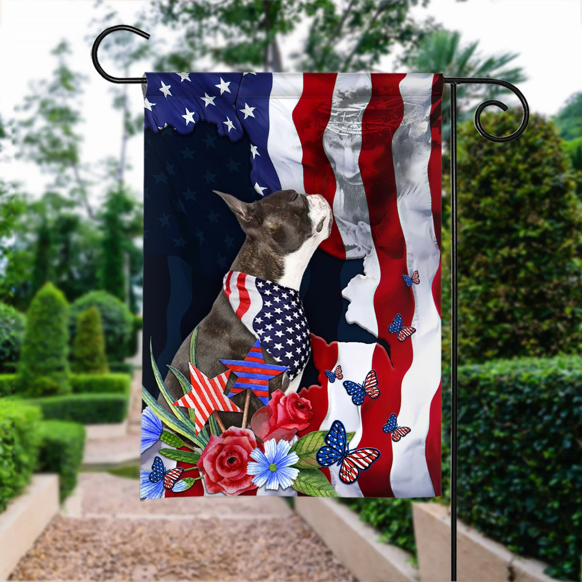 Happy Independence Day Flag Boston Terrier Dog 4th July Flag Fourth July Boston Terrier Dog Flag American Boston Terrier Dog Flag