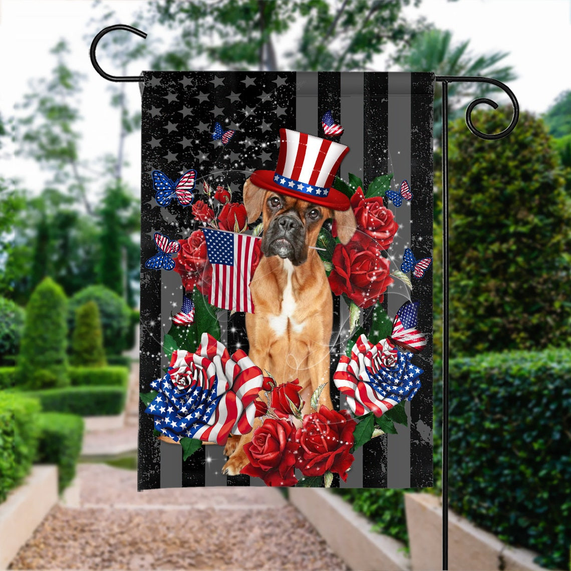 Happy Independence Day Flag Boxer Dog 4th July Flag Fourth July Boxer Dog Flag American Boxer Dog Patriotic Flag Dog Lovers Gift