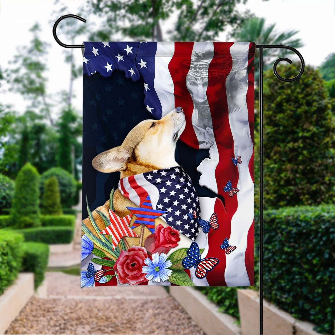 Happy Independence Day Flag Corgi Dog 4th July Flag Fourth July Corgi Dog Flag American Corgi Dog Patriotic Flag Dog Lover Gift