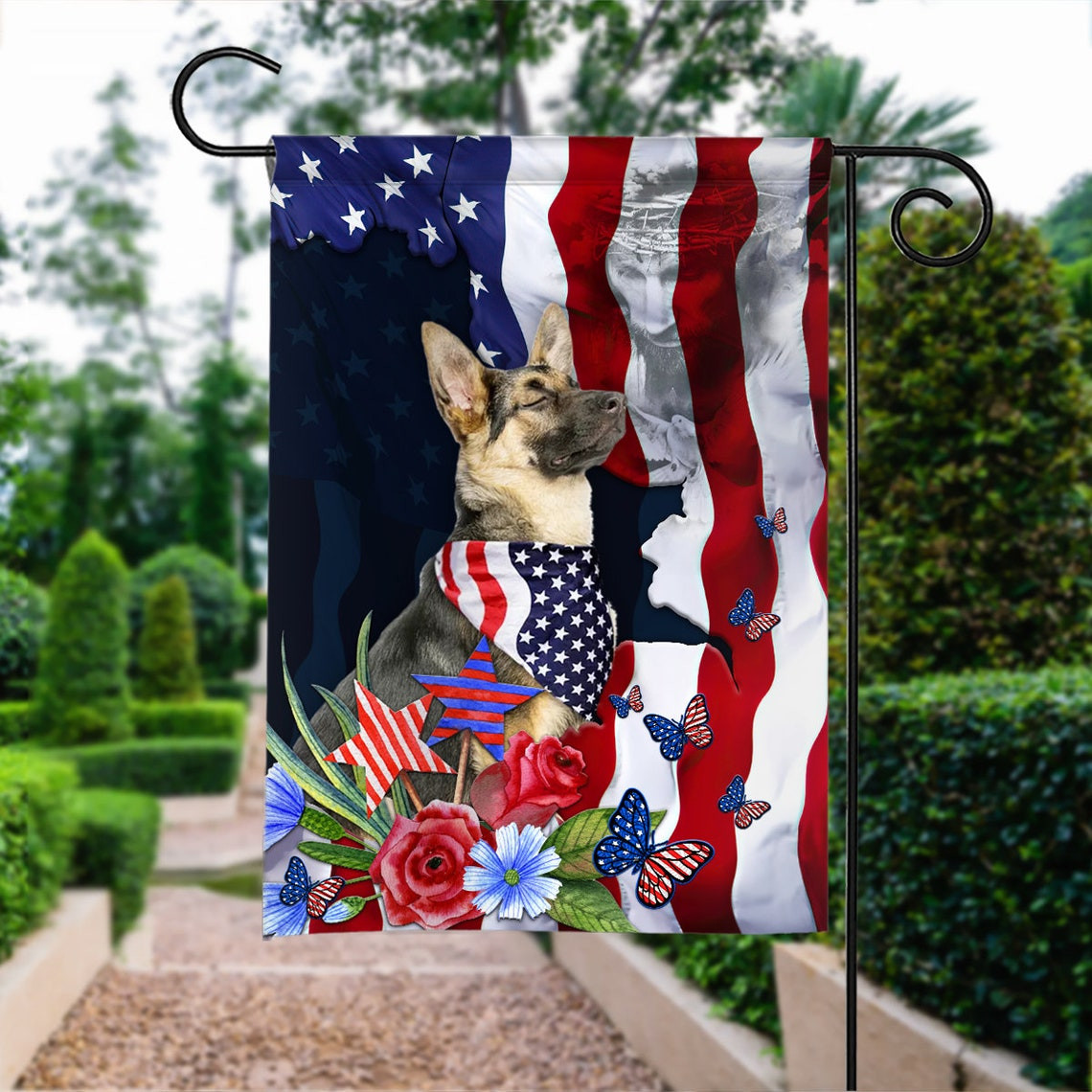 Happy Independence Day Flag German Shepherd Dog 4th Of July Flag Fourth of July German Shepherd Dog Flag German Shepherd Dog Flag