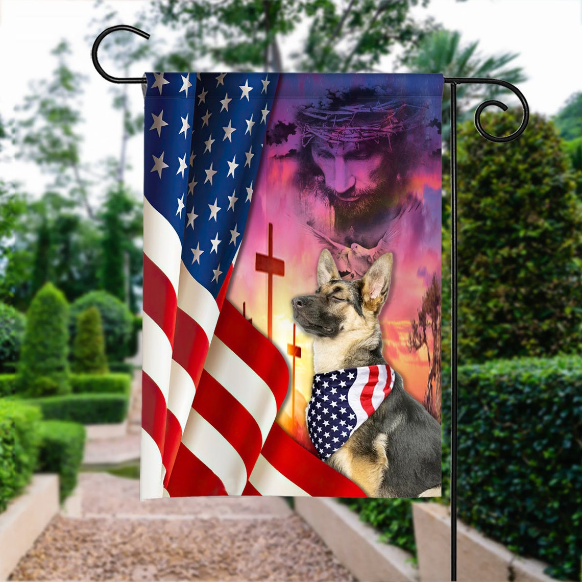 Happy Independence Day Flag German Shepherd Dog 4th Of July Flag Fourth of July German Shepherd Dog Flag German Shepherd Dog Flag