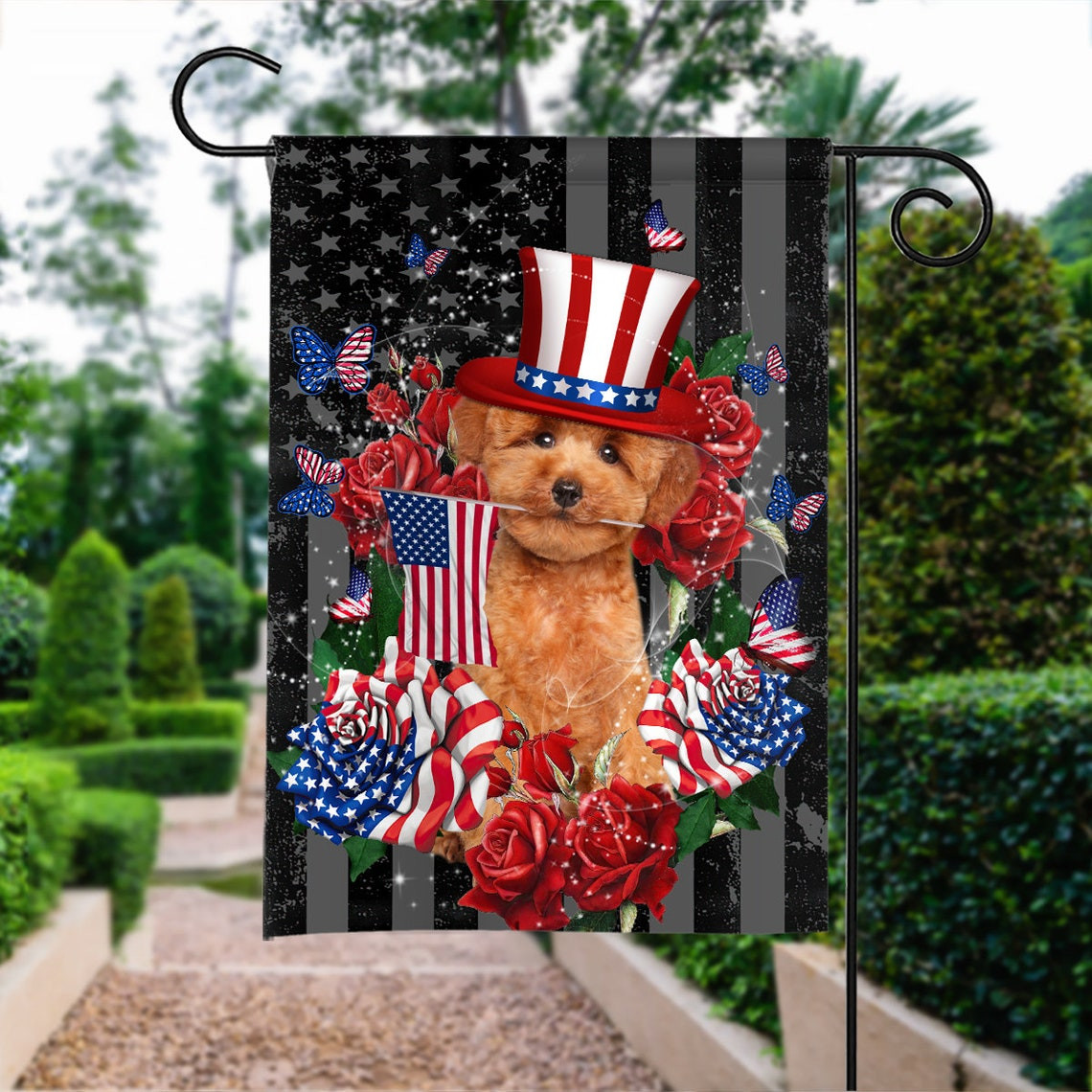 Happy Independence Day Flag Poodle Dog 4th Of July Flag Fourth July Poodle Dog Flag Lovers Gift American Poodle Dog Patriotic Flag