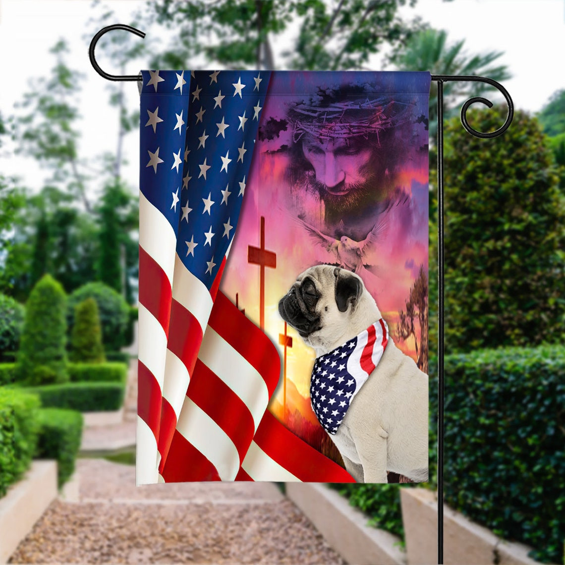 Happy Independence Day Flag Pug Dog 4th Of July Flag Fourth July Pug Dog Flag American Pug Dog Patriotic Flag Pug Lovers Gift