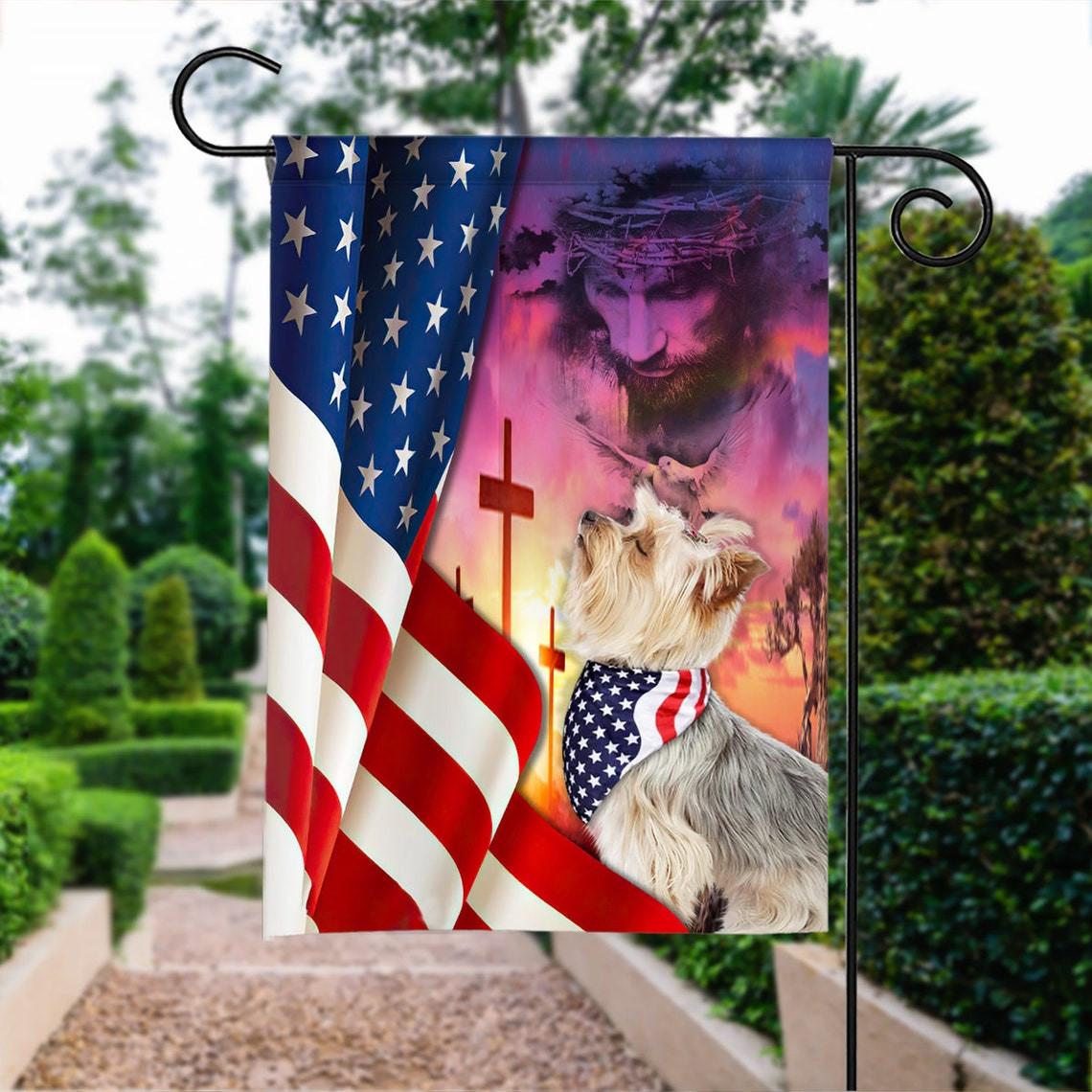 Happy Independence Day Flag Yorkshire Terrier Dog 4th July Flag American Yorkshire Terrier Dog Flag Yorkshire Terrier Dog Flag