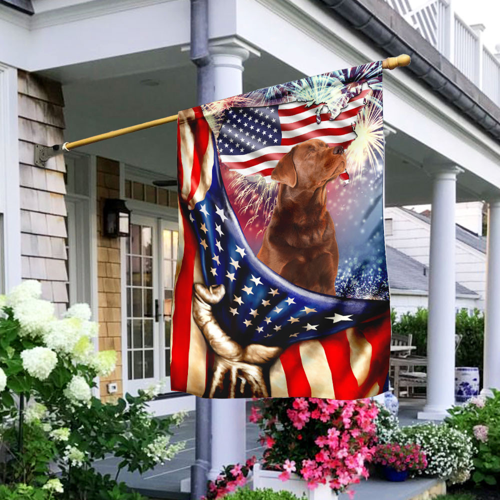 Happy Independence Day Red Fox Labrador Retriever Flag Fourth July Flag Patriotic Flag