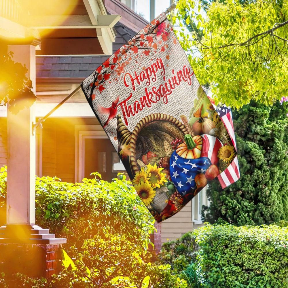 Happy Thanksgiving Garden Flag House Flag