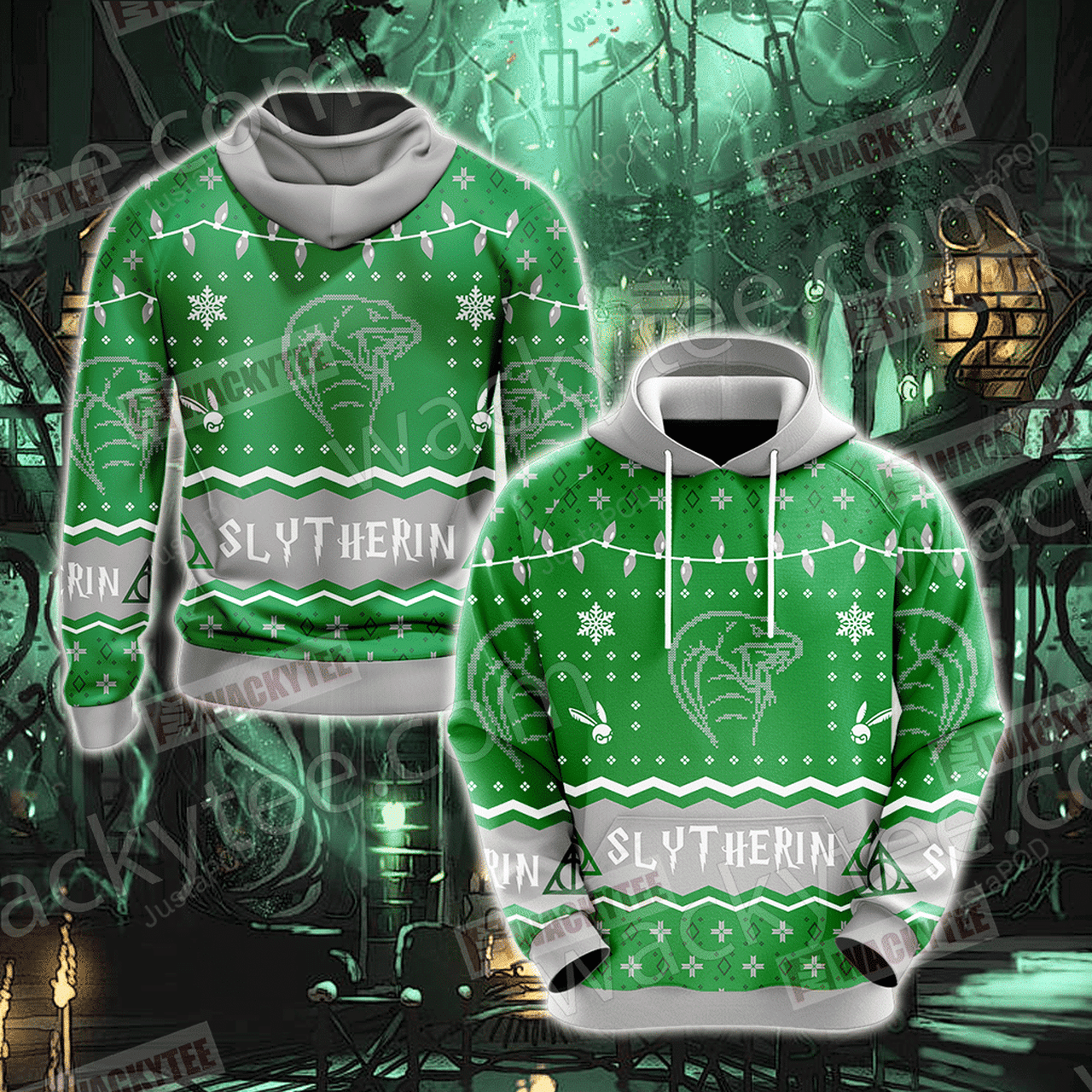 Harry Potter Slytherin House Christmas 3d All Over Printed Hoodie