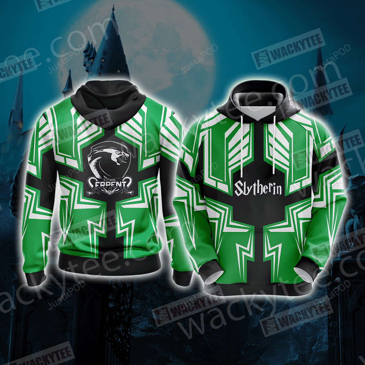 Harry Potter Slytherin House Wacky 3d All Over Printed Hoodie