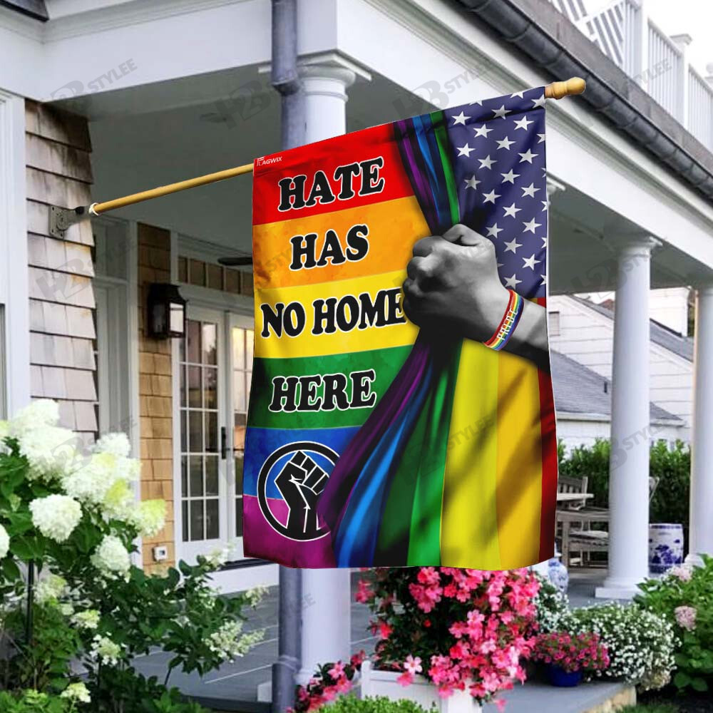 Hate Has No Home Here LGBT Pride Flag Garden Flag House Flag