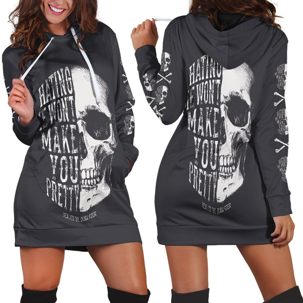 Hating Me Wont Make You Pretty Skull 3d Hoodie Dress Sweater Dress Sweatshirt Dress