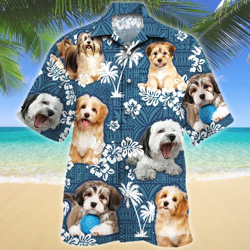 Havanese Dog Lovers Blue Tribal Aloha Hawaiian Shirt Colorful Short Sleeve Summer Beach Casual Shirt For Men And Women