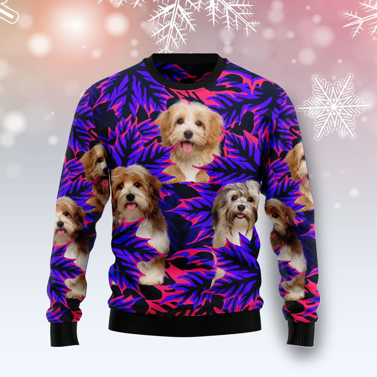 Havanese Leaves Ugly Christmas Sweater Ugly Sweater For Men Women