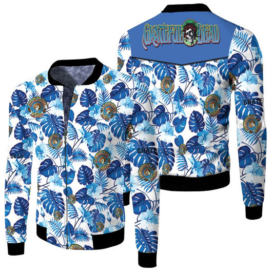 Hawaii Grateful Dead Blue All Over Printed For Fan Fleece Bomber Jacket