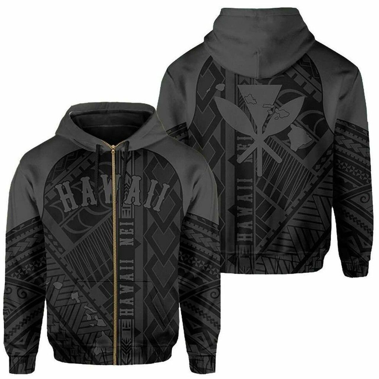 Hawaii Nei Zip Up Polynesian Grey Ah J77 3d Hoodie For Men For Women All Over Printed Hoodie