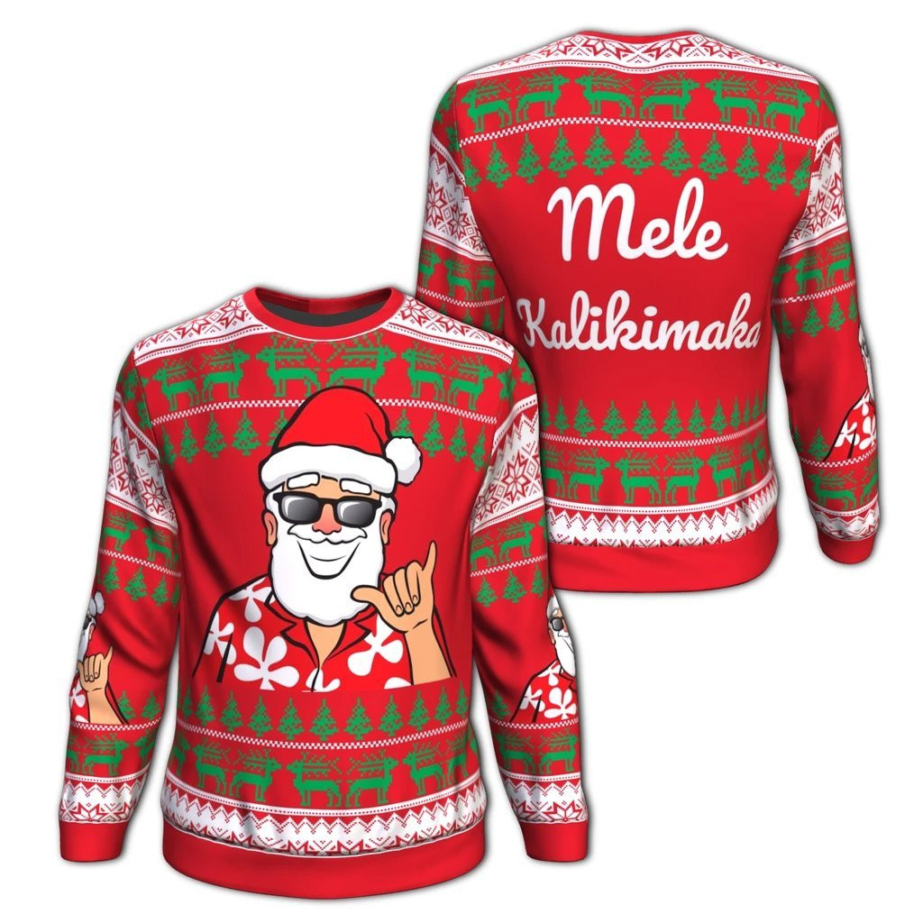 Hawaii Santa Claus Funny Ugly Christmas Sweater Ugly Sweater For Men Women