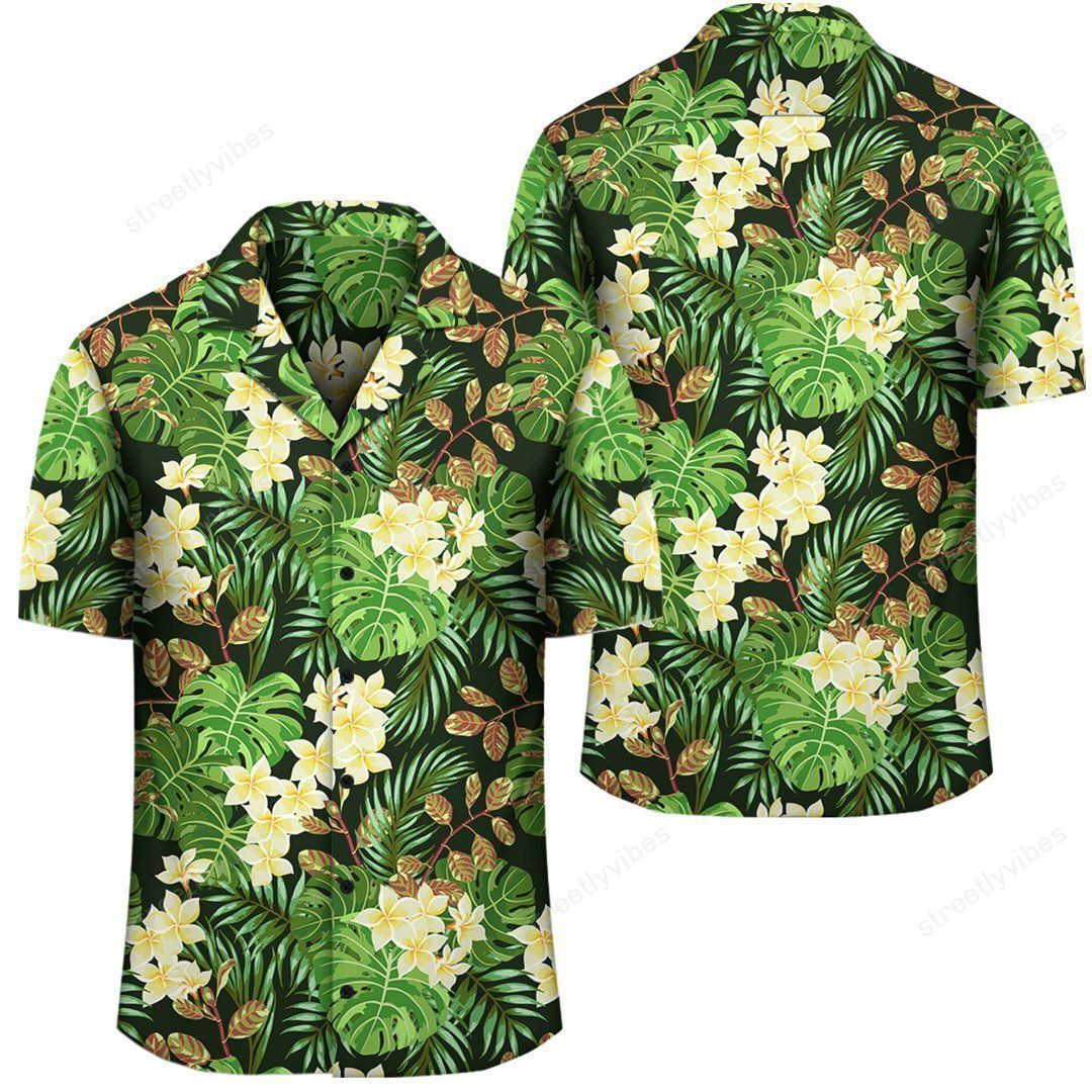 Hawaii Tropical Leaves And Plumeria Hawaiian Shirt ??? Ah ??? Hawaiian Shirt For Men