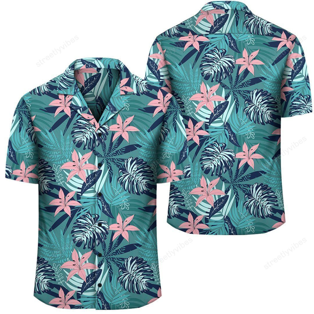 Hawaii Tropical Monstera Leaf Blue Hawaiian Shirt ??? Ah ??? Hawaiian Shirt For Men