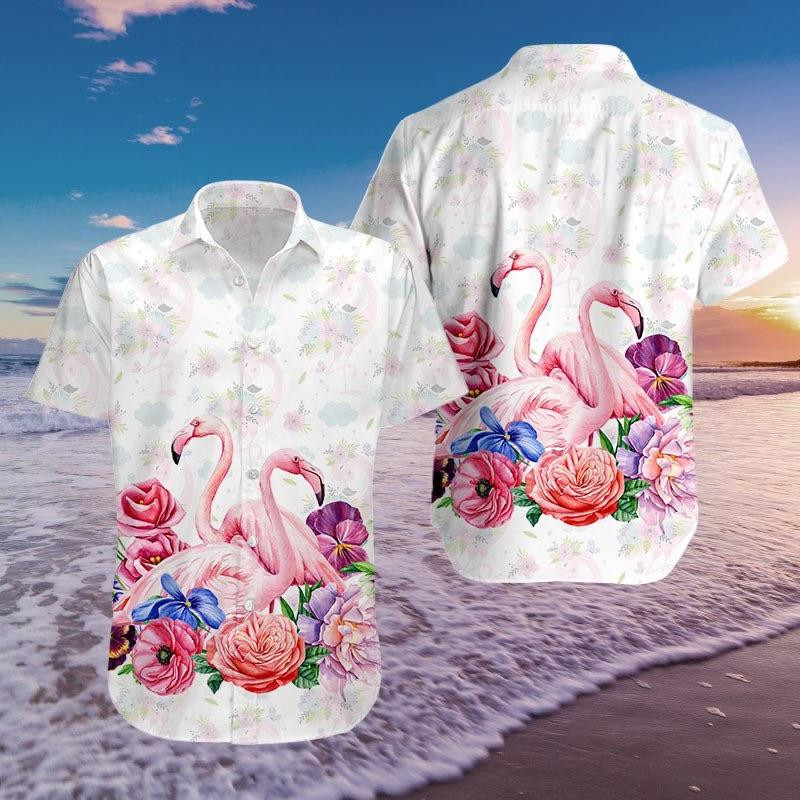 Hawaiian Aloha Shirts Flamingo Hawaiian Shirt Tropical Flower Hawaiian Shirt For Men Women