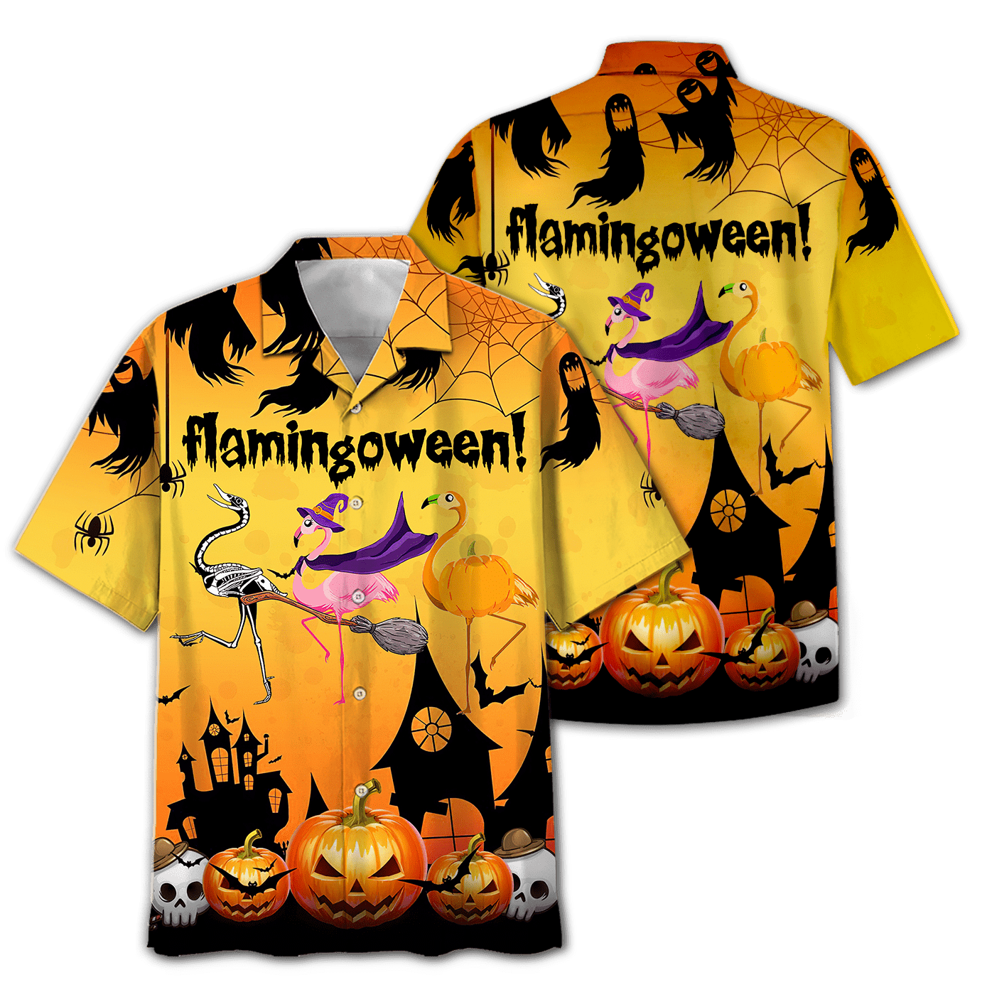 Hawaiian Aloha Shirts Flamingoween Halloween Summer Aloha Shirt