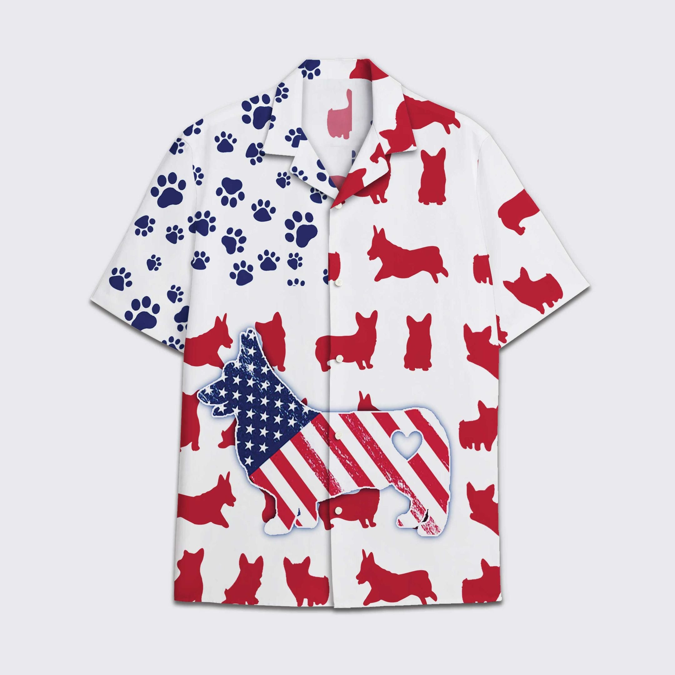 Hawaiian Shirt America Corgi Flag Hawaiian Shirt For Men