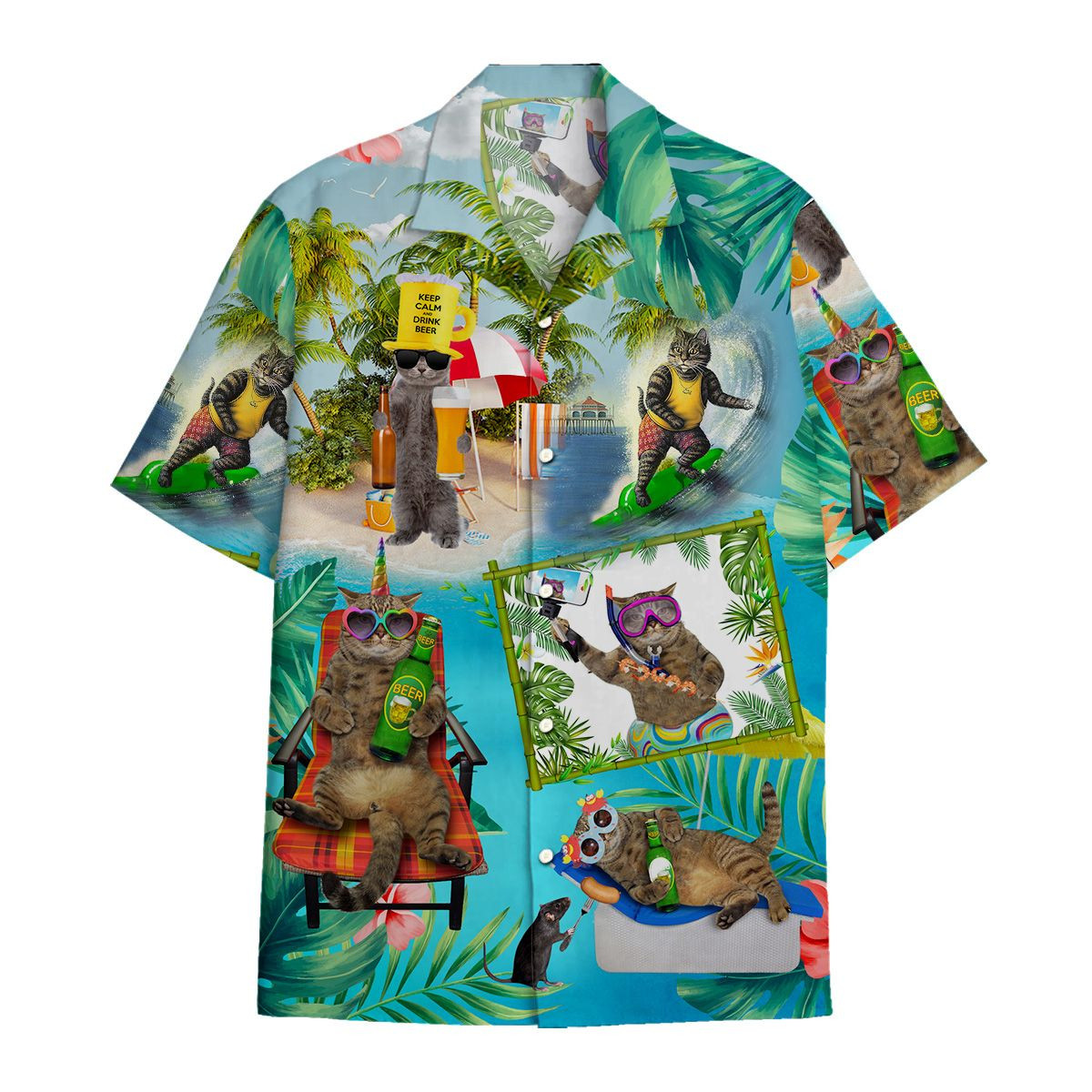 Hawaiian Shirt Cat Beer Hawaiian Shirt For Men