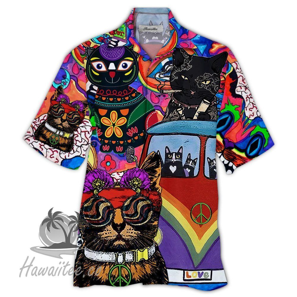 Hawaiian Shirt Cat Hippie Hawaiian Shirt For Men