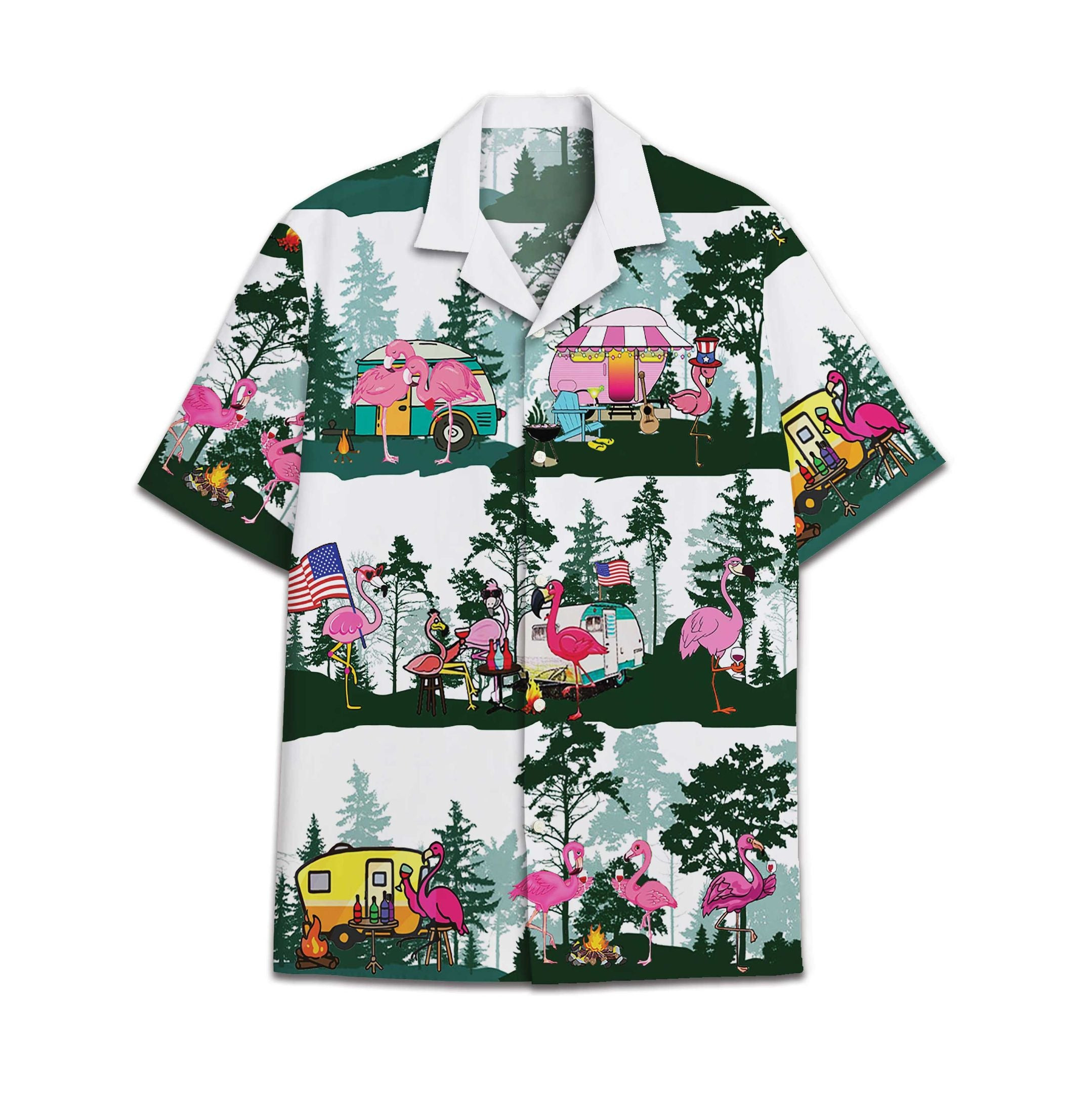 Hawaiian Shirt Flamingo Camping Hawaiian Shirt For Men