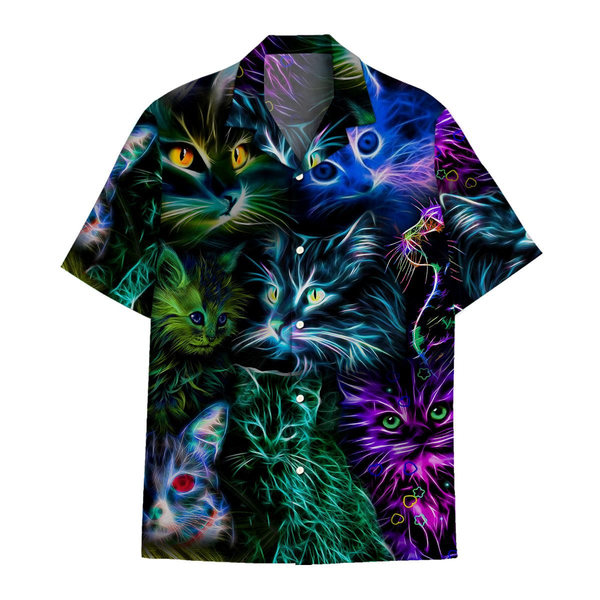 Hawaiian Shirt Neon Cats Hawaiian Shirt For Men