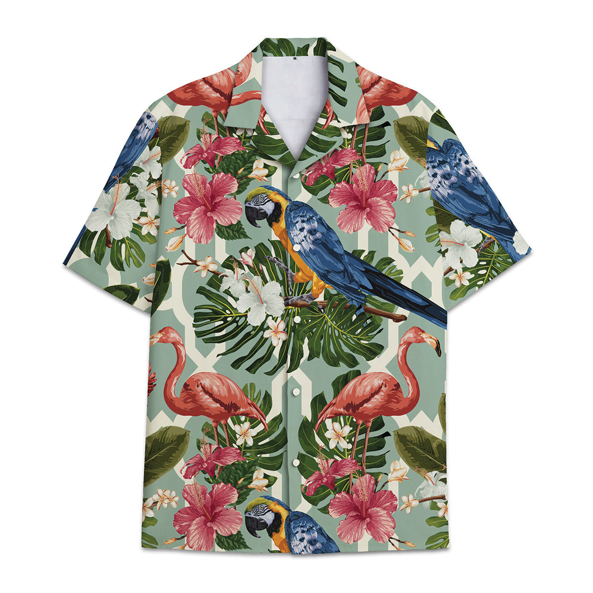 Hawaiian Shirt Parrot And Flamingo Combined Monstera Leaves And Hibiscus Flower – Hawwaiian Shirt Bird