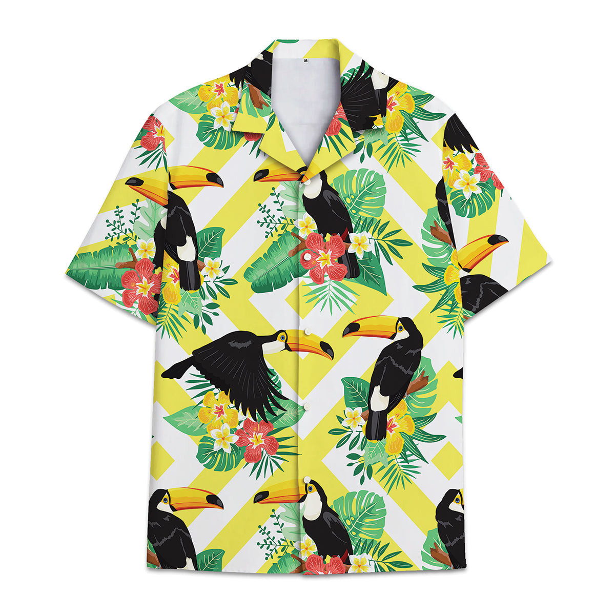 Hawaiian Shirt Parrot Combined Hibiscus Flower Frangipani Flower  Forest Banana Leaves - Hawwaiian Shirt Bird