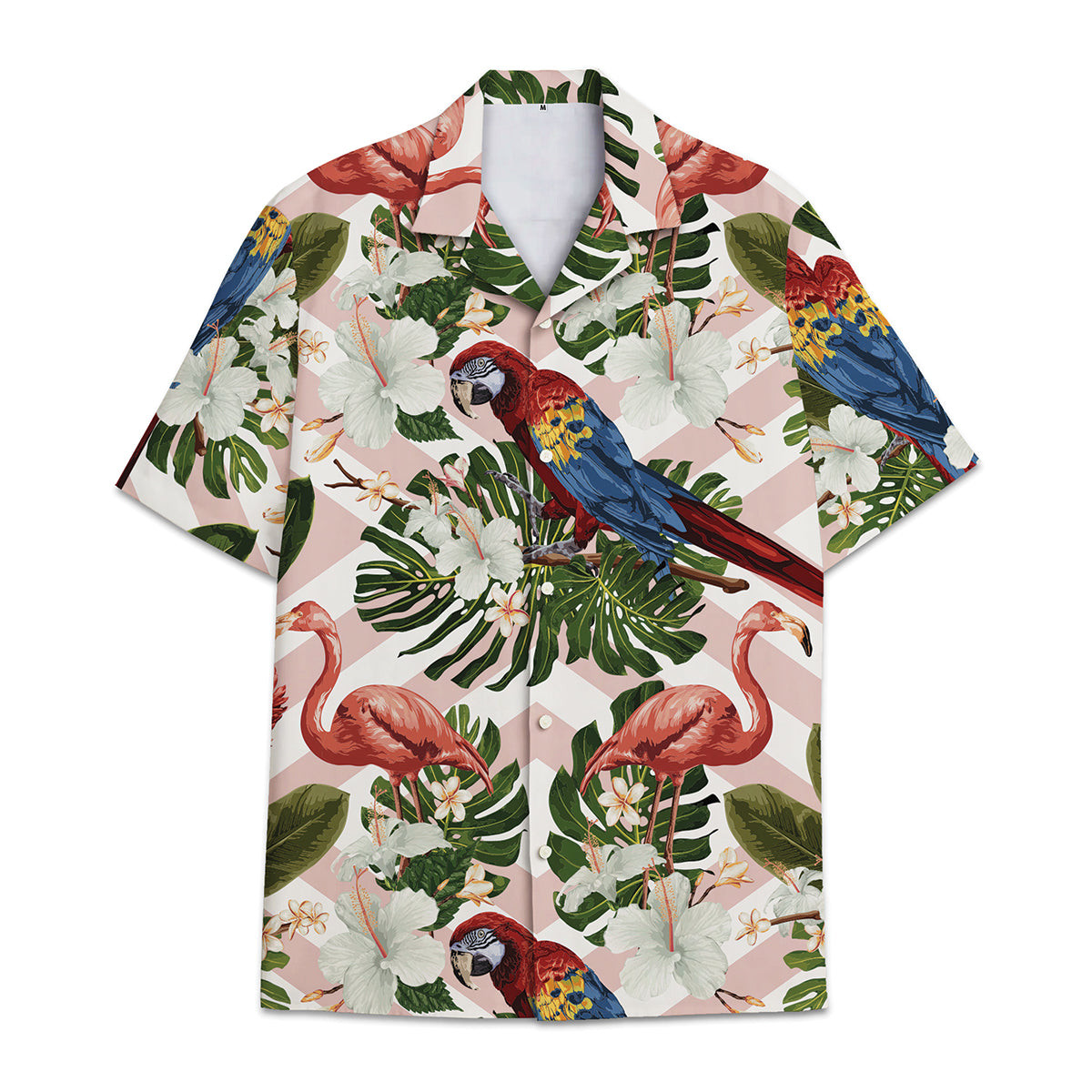 Hawaiian Shirt Parrot Combined Hibiscus Flower Frangipani Flower  Forest Banana Leaves - Hawwaiian Shirt Bird