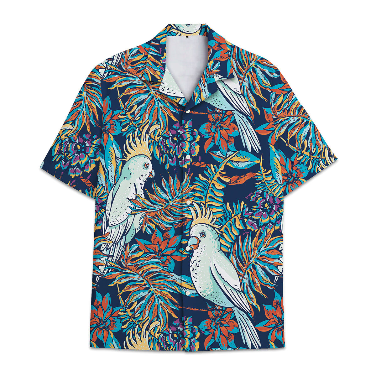 Hawaiian Shirt Parrot Combined Hibiscus Flower Frangipani Flower  Forest Banana Leaves - Hawwaiian Shirt Bird