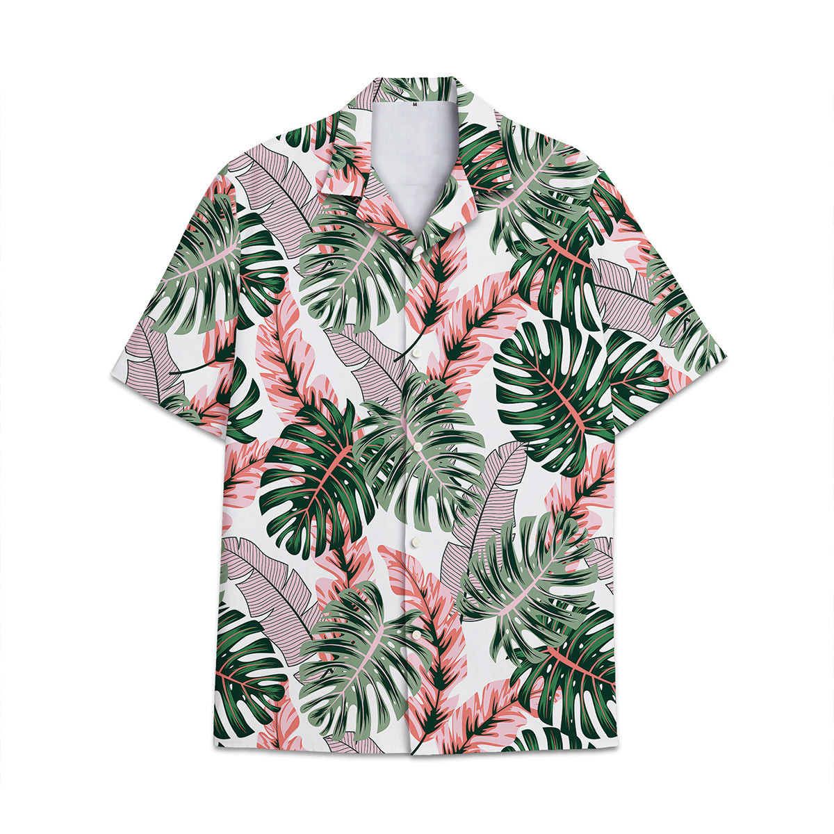 Hawaiian Shirt Tropical Plant Print Pattern Coconut Leaves Coconut Tree Monstera Leaves Colorful Short Sleeve Summer Beach Casual Shirt For Men And Women