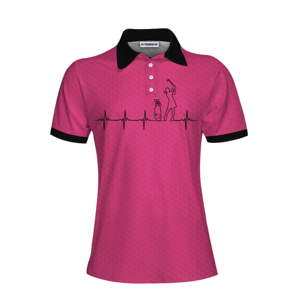 Heartbeat Golf Lady Pink Golf Short Sleeve Women Polo Shirt Best Golf Gift For Women