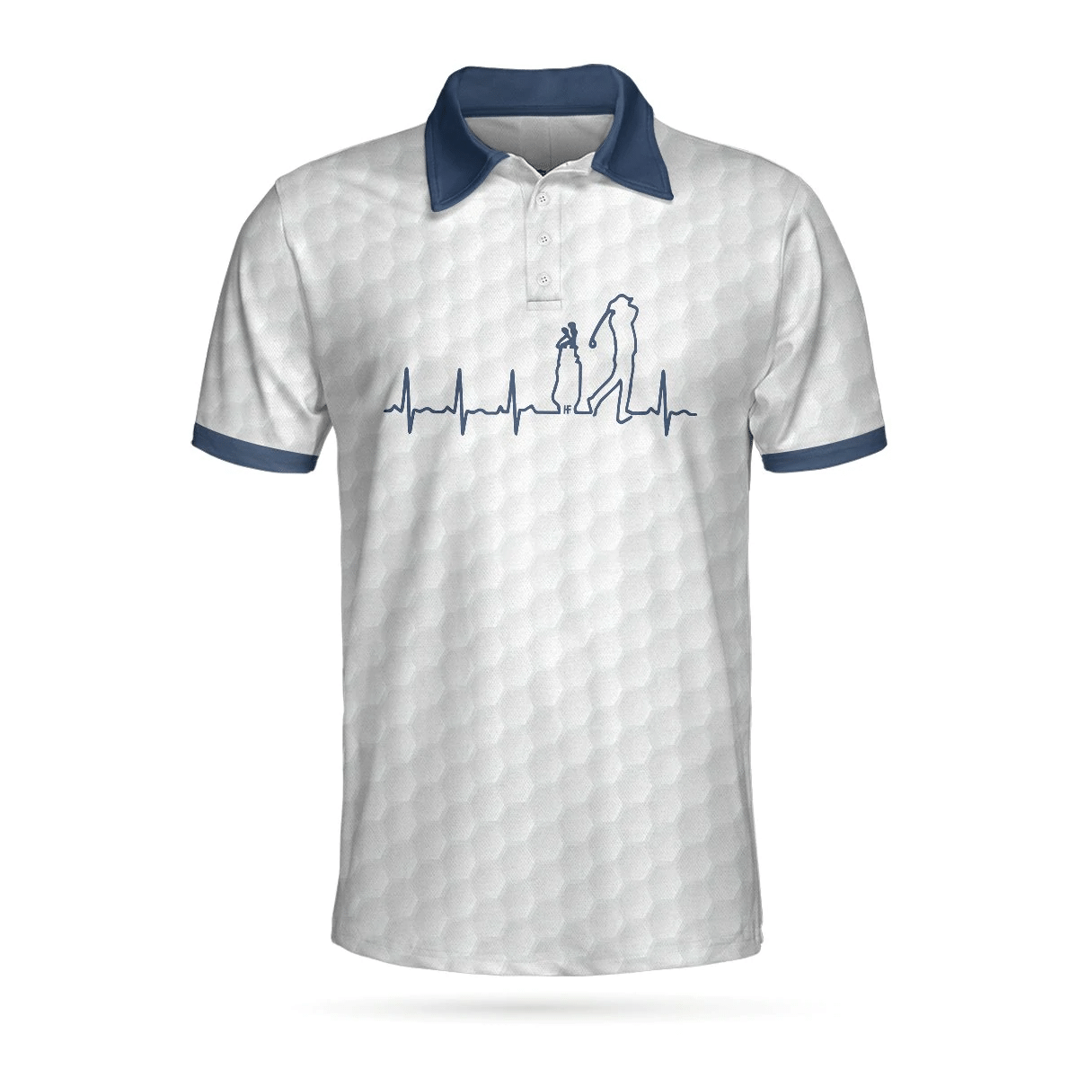 Heartbeat Golfer White And Navy Golf Polo Shirt For Men Best Gift For Golfers