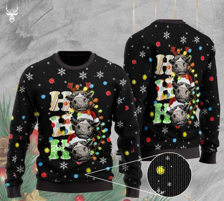 Heifer Cow Ho Ho Ho Pattern Ugly Christmas Sweater Ugly Sweater For Men Women