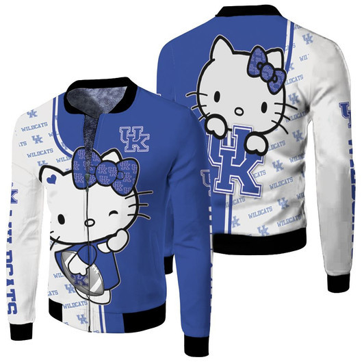 Hello Kitty Hug Kentucky Wildcats Logo Fleece Bomber Jacket