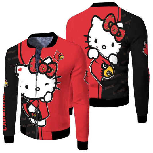 Hello Kitty Hug Louisville Cardinals Logo Fleece Bomber Jacket