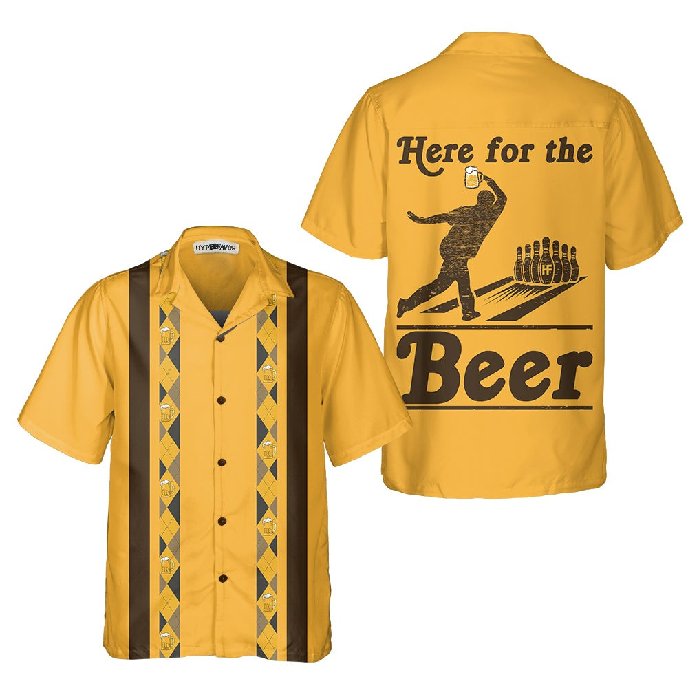 Here For The Beer Bowling Hawaiian Shirt Drinking And Bowling Shirt Best Gift For Bowling Players