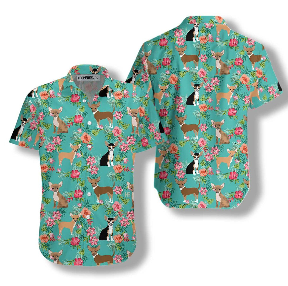 Hibiscus Floral Chihuahua Shirt For Men Hawaiian Shirt