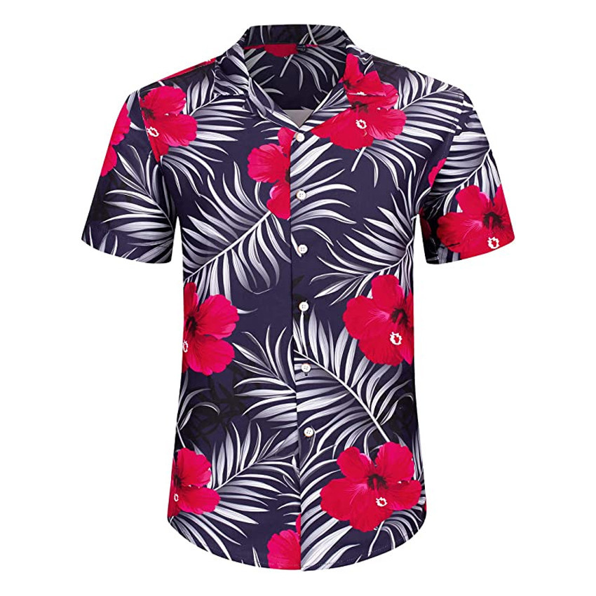 Hibiscus Hawaiian Shirt Hibiscus Button Up Shirt for Men and Women