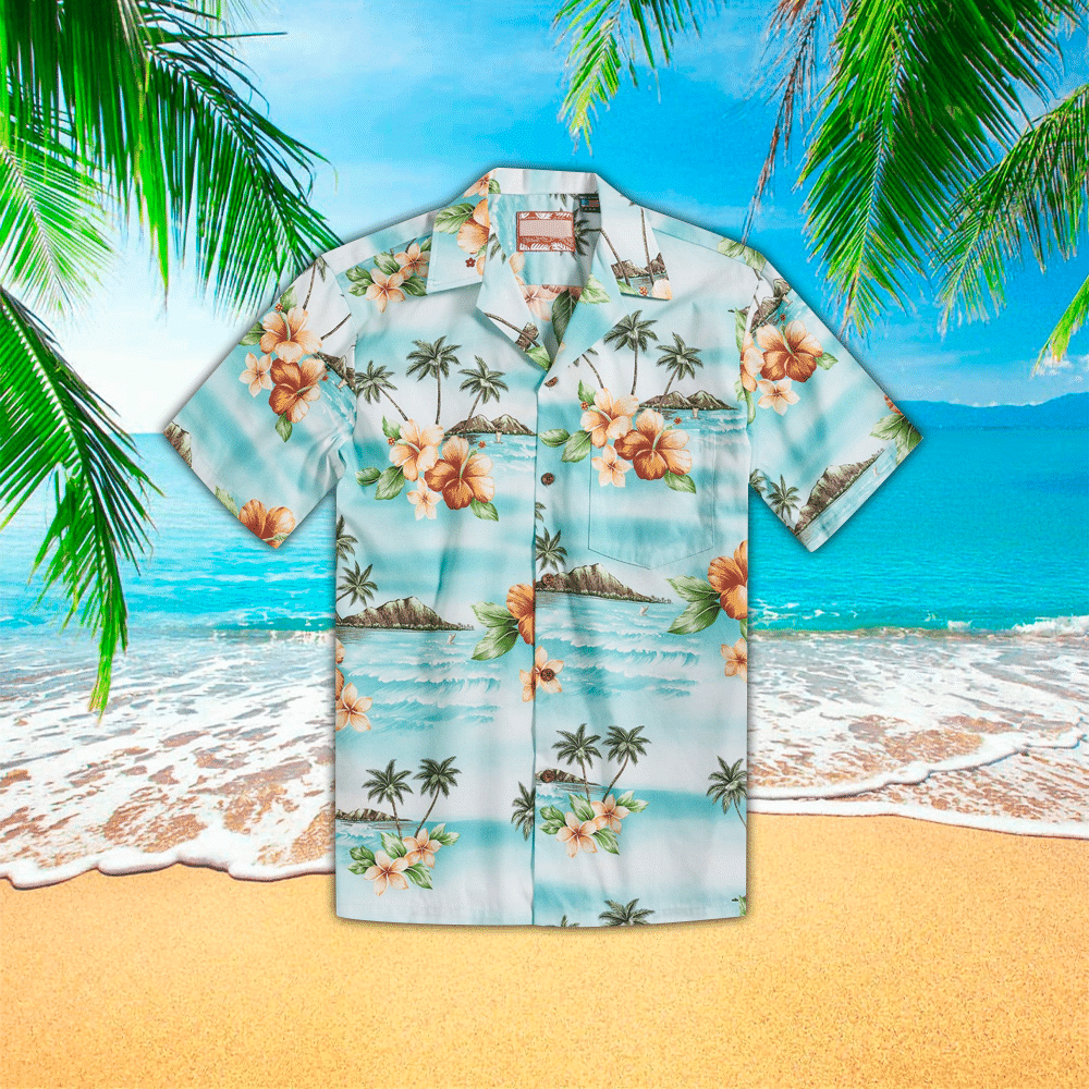 Hibiscus Mens Hawaiian Shirt Hibiscus Button Up Shirt for Men and Women