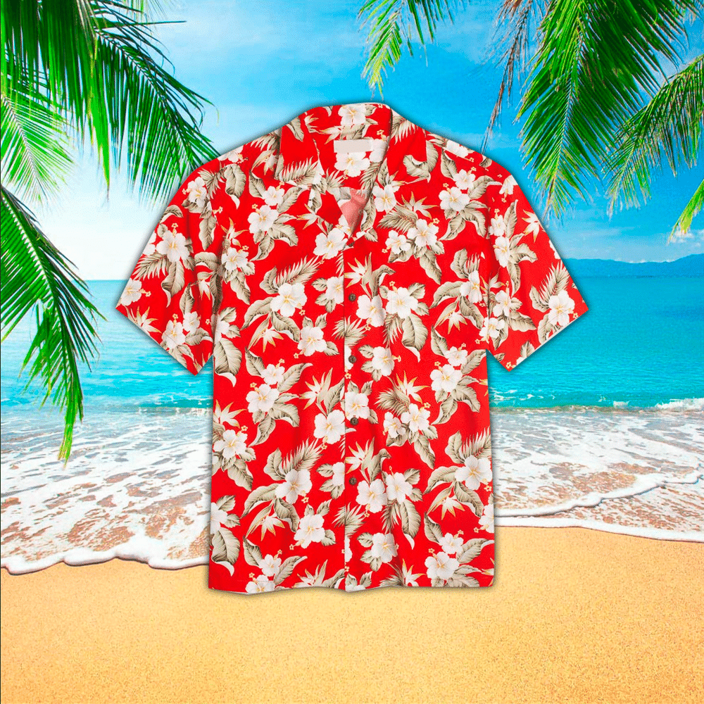 Hibiscus Mens Hawaiian Shirt Hibiscus Button Up Shirt for Men and Women