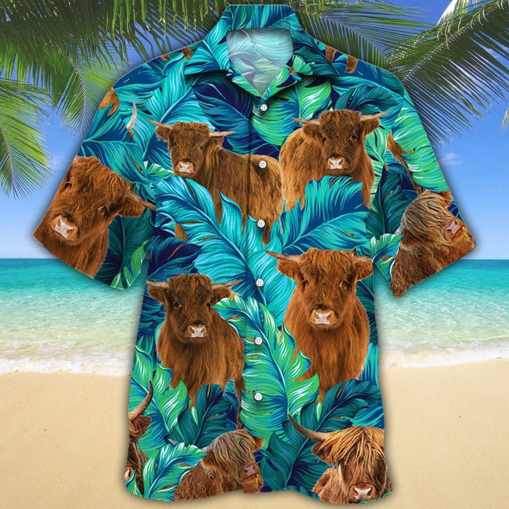 Highland Cattle Lovers Aloha Hawaiian Shirt Colorful Short Sleeve Summer Beach Casual Shirt For Men And Women