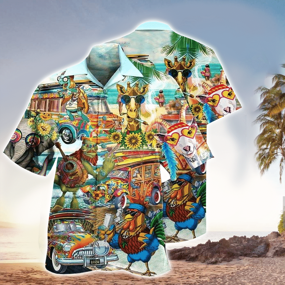 Hippie Animals Hawaiian Shirt for Men and Women