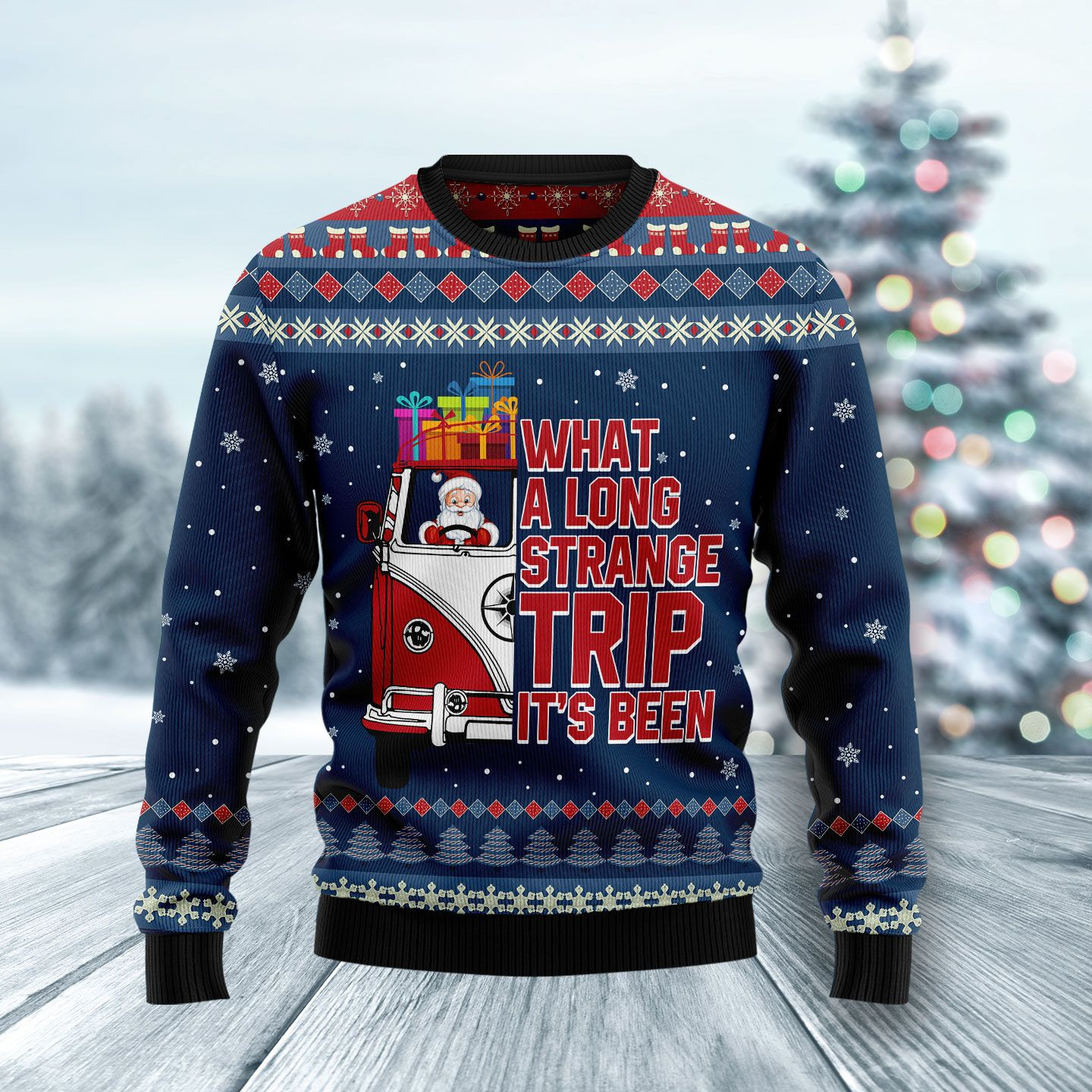 Hippie Bus What A Long Strange Trip Its Been Ugly Christmas Sweater Ugly Sweater For Men Women