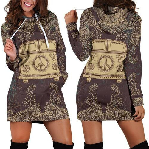 Hippie Bus Womens Hoodie Dress Sweater Dress Sweatshirt Dress 3d All Over Print For Women Hoodie